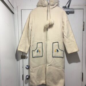 VINTAGE HUMBER HANDICRAFTS WOOL FUR TRENCH COATS SIZE M/L